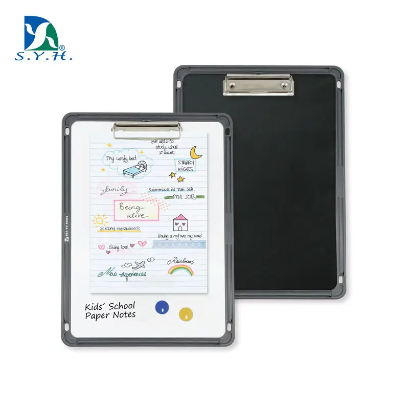 Tableau blanc magnétique multi-usages avec clipboard