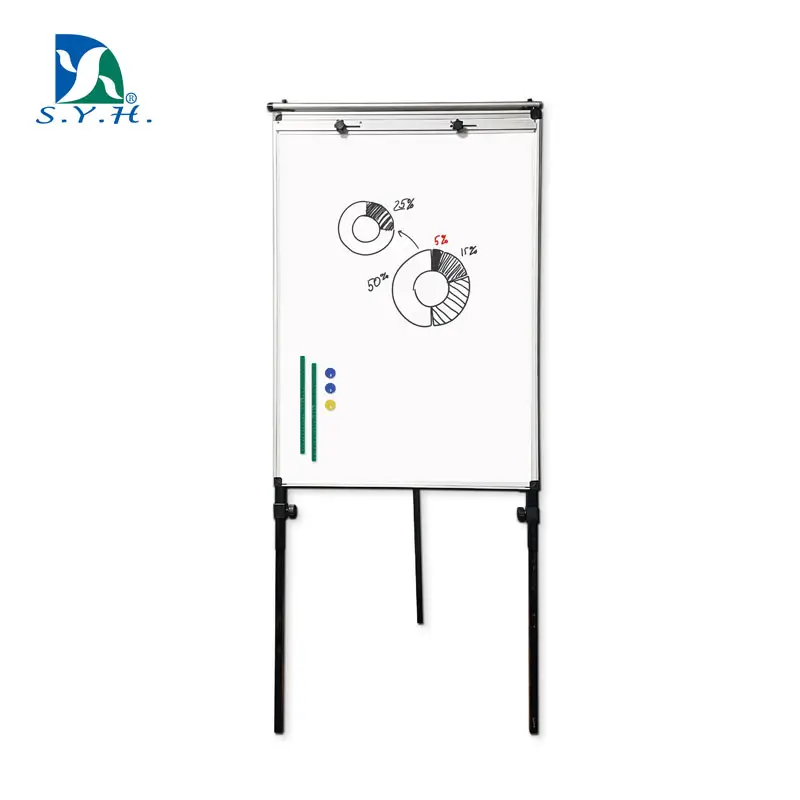 Caballete de pizarra blanca magnética ajustable en altura