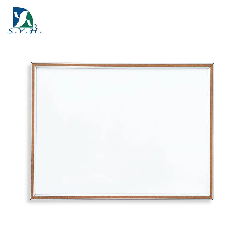 Tableau blanc magnétique avec bord en liège et cadre en aluminium